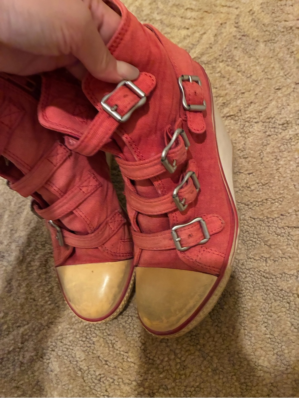 Vintage ASH Red Buckle High-Top Sneakers